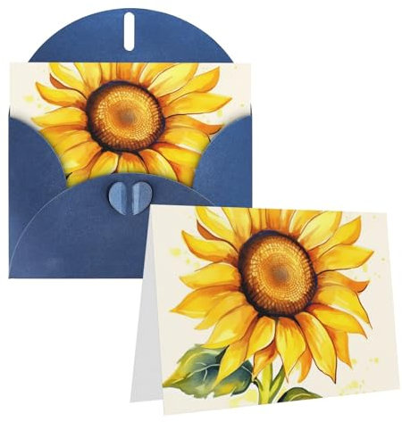 VTCTOASY Grußkarte mit Umschlägen, blanko, Grußkarten für alle Anlässe, Aquarell-, Sonnenblumen-, Blanko-Notizkarte, Jahrestagskarten, innen blanko, Hochzeitskarten für Brautpartys, Hochzeiten
