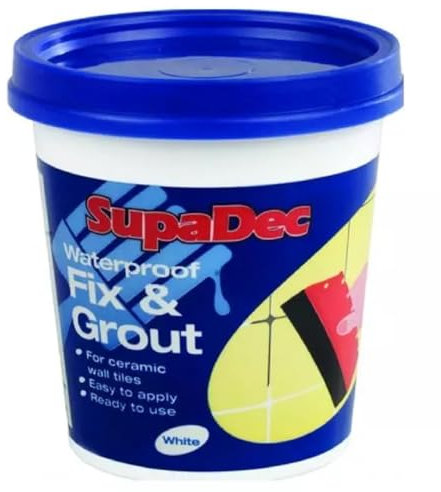 SupaDec 330g/500g/1kg Waterproof Tile Fix & Grout White Flooring & Tiles Adhesive Tube Ready Mix White For DIY Decorating Kitchen Bathroom (500g)