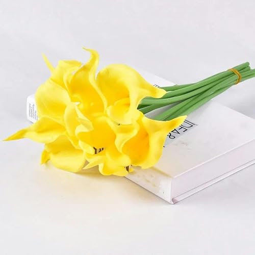 3/5/10 Stück Calla-Kunstblumen, Calla-Kunstblumenstrauß für Hochzeitsstrauß, Brautstrauß, Blumendekoration für Zuhause, gelb, 10 Stück