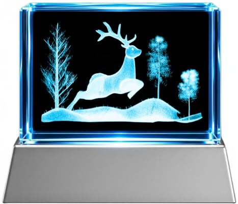 Kaltner Präsente Stimmungslicht - Das perfekte Förster Geschenk/LED Kerze/Kristall Glasblock / 3D-Laser-Gravur/Jäger Geschenk/Forstwirt/Waldarbeiter/Waldliebhaber / 3D Nachtlicht