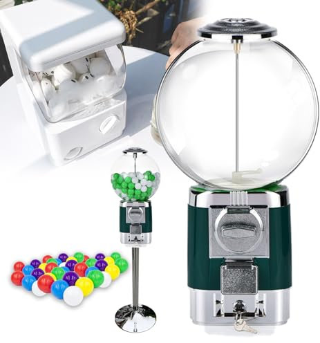 pedenencelia Coffee Pod Holder,With Metal Stand &20 Colored Ball Shells Capsule Vending Machines,No Need To Insert Coins/240 3.2cm Capsules,Commercial Coin Gumball Machine,For Business&Home,green