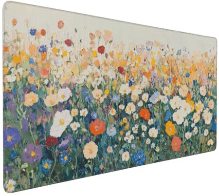 Gaming Mauspad XXL Farbe Mousepad 1000x500x4mm Blume Verlängertes Mauspad Schreibtischauflage,Genähte Kanten Mauspad,Verbessert Präzision und Geschwindigkeit Wasserdicht Geeignet für Büro und Spiele