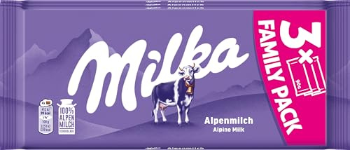 Milka Alpenmilch Tafelschokolade, 90 g (3er-Pack) | Zarte Tafelschokolade im praktischen Familienpack