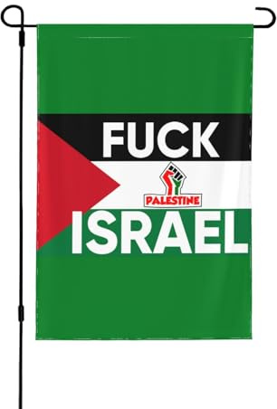 Bandiera da giardino Fuck Israel 12x18 Noi restiamo qui - Striscione da giardino palestinese/Supporto per Gaza (bifacciale)