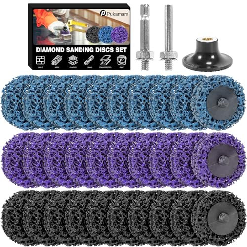 30 piezas Discos de Limpieza, Disco de Lijado CSD de 50 mm, Disco de Decapado para Eliminar Óxido y Pintura, Negro Morado Azul Mixto