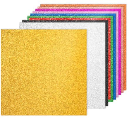 PATIKIL 40 Blätter Buntes Glitzer Kartonpapier 12x12 Glitzer Papier Karton Glänzendes Scrapbooking 250gsm Funkelndes Papier Großer Schimmer Für Basteln Scrapbooking DIY Kunst Hochzeit