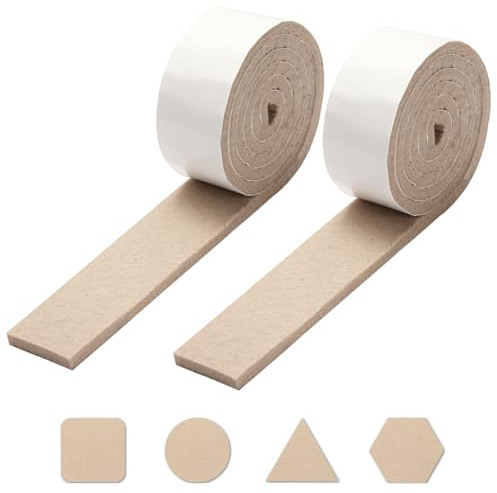Feltrini per mobili, autoadesivi, resistenti, 3 cm x 1 m (2 strisce), protezione per pavimenti fai da te per sedie, tavoli, gambe del divano, tagliati a qualsiasi dimensione, per legno duro e