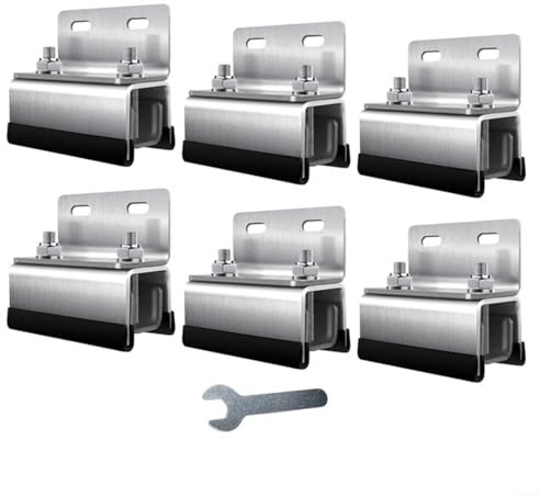 EffiFish - Kit de support en acier inoxydable pour barres de toit de fourgonnette, avec clé d’installation pour Promaster Boxer pour Ducato pour Jumper, panneau solaire de camping-car (6 pièces)