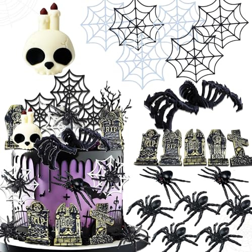 YUEcthynous Spinne Web Kuchen Dekorationen,20 Stück City Hero Kuchen Dekoration Kuchen Deko Kindergeburtstag Hero Tortendeko für Mädchen,Junge,Geburtstagsfeier Spinne Kuchen Topper Halloween Ornamente