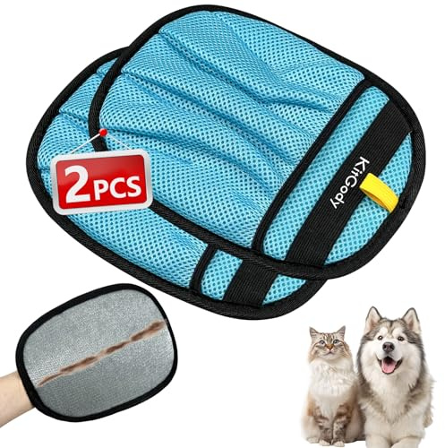 Upgraded Tierhaarentferner Handschuh 2 Pcs, KitGody Elektrostatische Fellmagnet Handschuhe, Fünf-Finger & doppelseitig Design, Wiederverwendbare Pet Hair Remover Glove für Hunde & Katzen, Möbel, Auto