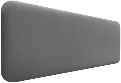 DHOME Gepolstertes Kopfteil Abgerundet Glatt aus Premium-Samt für Wandmontage Akustische Schallabsorbierende Kopfteile Bett Schlafzimmer (Grau, 140cm)