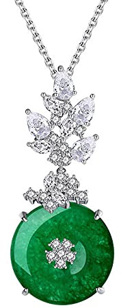 collana con pendente rotondo in giada per donne 925 gioielli con pietre preziose ornamento per il collo di banchetti femminili