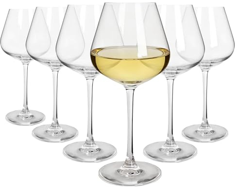Argon Tableware Knightsbridge Crystal White Wine Glasses 500ml - Pack of 6, Lead-Free Crystal Wine Glass Set, Large Tulip Bowl, Durable Pulled Stem, Gift Boxed Glassware for Home & Bar