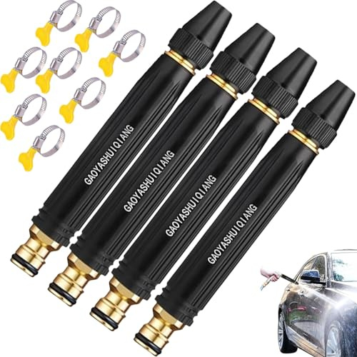 Boquilla de Agua de Alta Presión, Boquilla Manguera Alta Presión, Pistola de Agua de Alta Presión, Pistola de Agua a Presión, Ajustable, Multichorro, para Jardín, Coche, Terraza (4PC)