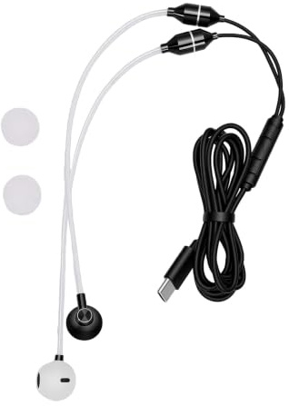 VBESTLIFE Auriculares con Cable con Micrófono, Auriculares USB C con Tubo de Aire para Teléfonos Inteligentes Android, Protección contra la Radiación, con Aislamiento de Ruido,