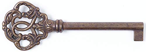 Holzando Möbelschlüssel mit Dornloch für Antik und Stil Möbel Messing antik patiniert für den Schrank im Wohnzimmer oder Schlafzimmer 7017/55.01