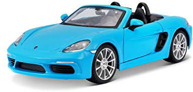 Bburago Porsche 718 Boxster: Modellauto im Maßstab 1:24, Türen zum Öffnen, 19 cm, blau (18-21087BL)