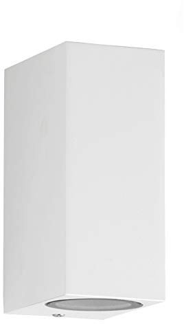 Trango IP44 Up & Down Light aus Aluminium Druckguß in Eckig Weiß, Wandleuchte, Wandstrahler 8011-SW Außenleuchte Außenlampe Wandlampe, Außenstrahler geeignet für 2x GU10 LED (ohne Leuchtmittel)