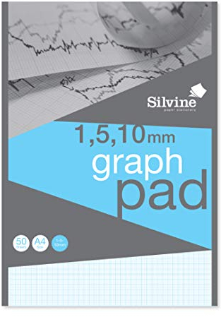 Silvine Professioneller A4-Block, kariert, 50 Blatt hochwertiges 90 g/m² Papier, Weiß