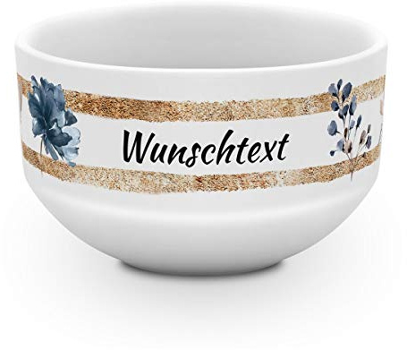 printplanet® - Müslischale mit Name oder Text Bedruckt - Müslischale Salatschale Obstschale Suppenschüssel selbst gestalten - Motiv: Goldrahmen