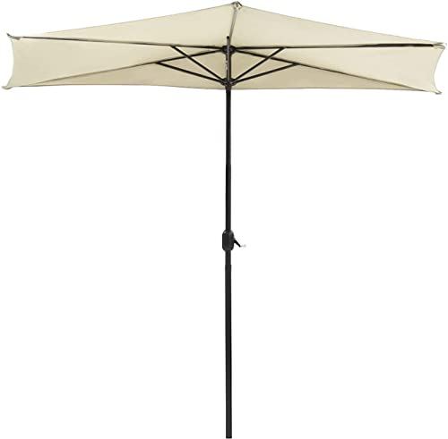 Ombrellone Mezzaluna a parete salvaspazio tondo Ø 270x240H cm in alluminio colore ecrù senza base