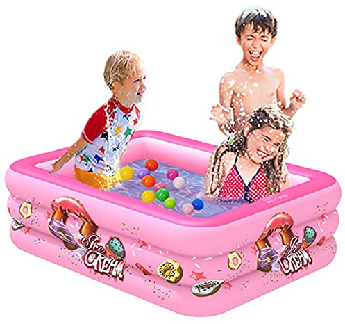 TONGQU Paddling Pool, 70 x 51 x 21.6 in Inflatable Swimming Pool for Kids, Rectangle Family Swimming Pool for Ages 3+, Outdoor, Garden, Backyard