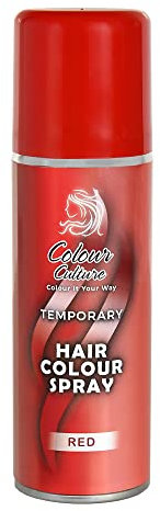 Colour Culture Hair Colour Spray 125ml-Red, Temporary Coloured Hair Dye, Hurtless Easy Wash-Out Hairspray, Washable Hair Colour Spray for Halloween & Theme Party, Fancy Dress Up, For Kids Adults