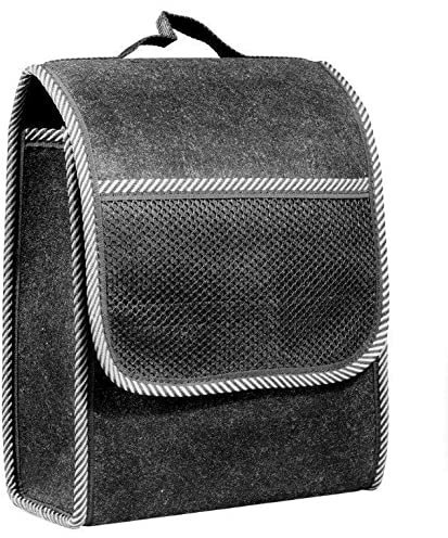 Recambo schwarze Filz Kofferraum Tasche 33x26 robust weiß gekettelt Werkzeugtasche Klett