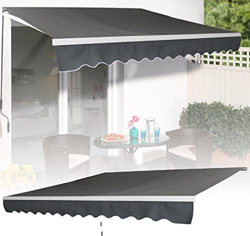 SAILUN Retractable Manual Awning Folding Arm Awning Balcony Sun Protectio Anti-UV and Waterproof Canopy Awning with Crank Handle for Courtyard, Balcony (2.5x2m, dark grey)