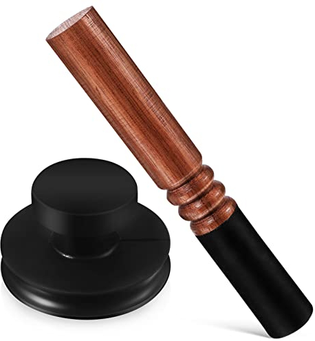 Vaguelly Klangschalen Saugheber und Schlägel, Gummi Saugnapf Handlicher Vakuumheber mit Knaufgriff Holz Klöppel für Tibetische Singing Bowl Meditation Yoga Zubehör Set