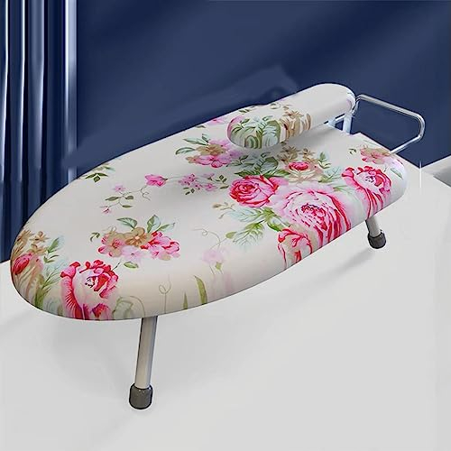 HCZION Tabla De Planchar con Patas Plegables para Mesa, Tabla De Planchar De Sobremesa Tabla De Planchar con Mangas, Funda De Tabla De Planchar Algodón 100% (Color : D)