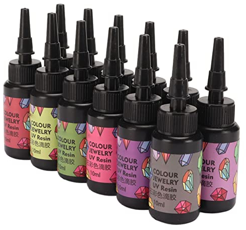 12 Stück 10 Ml UV-Harz, Schnell Aushärtender Farbiger UV-Kleber, UV-härtender Epoxidharz, 3D-UV-Harz-Gel-Styling-Stift Für DIY-Malerei, Schmuck