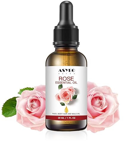 ASYBO 30 ml Ätherisches Rosenöl, Reines Rosenöl Ätherisches Öl für Gesicht, Körper, Haararomatherapie und Entspannung, Anti-Aging und Anti-Falten, Rosen-Feuchtigkeitscreme-Öl Hautpflege