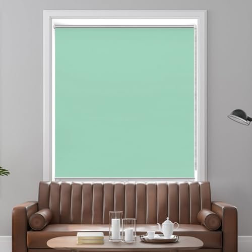 Verdunklungsrollo Ohne Bohren 55 x 140 cm Blickdicht Sichtschutz Klemmfix Rollo Seitenzugrollo Verstellbare für Fenster & Tür, Zart Grün