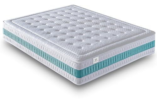 NATURELITS Matelas Ressorts Ensachés Mousse à Mémoire 140X190 Double Face Ferme Moyenne Noyau De Ressort Ensaché Adaptable, Hygiénique et Respirant Anti-Acariens. Serene Hybrid Épaisseur 30 cm