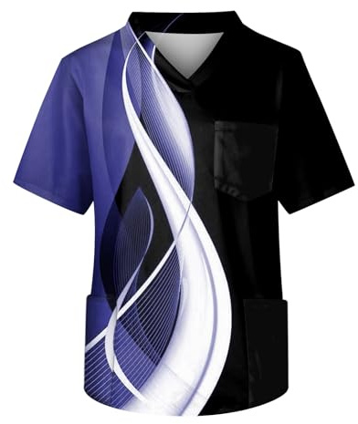 T-Shirt Nachthemd Schlupfkasack Medizinische Berufskleidung Klinikkasack Kordelzug Cargo Hose Herren Op-Kasack Für Krankenpflege Und Altenpflege Kasack Antistatischer(Blau,XXL)