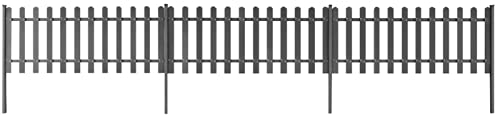 Chaduof Picket Fence with Posts 3 pcs WPC 600x60 cm,Building Materials,Posts,Fence Posts,Garden Fence Posts(SPU:42826)