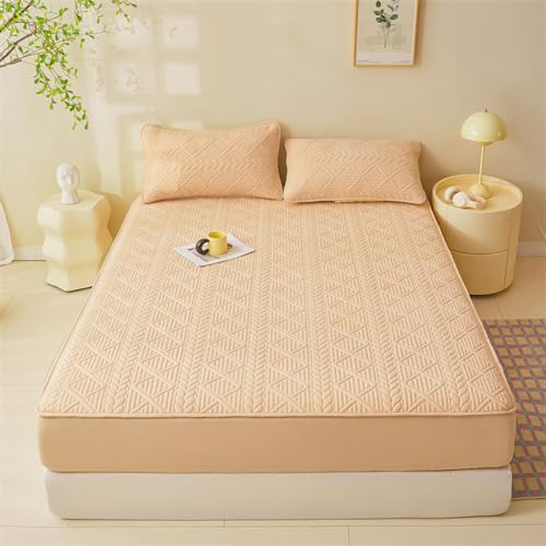 JIANINGHOME Spannbettlaken Superking 180x200,Spannbettuch Gewaschene Baumwolle Stoff Tagesdecke Matratzenschoner Topper