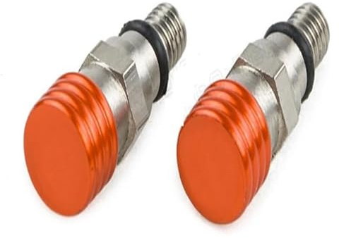 Motorrad Gabelentlüfter 1 Paar M5 Edelstahl Aluminium Motorrad Gabel Luftdruck-Entlüftungsventil-Set Orange(2)