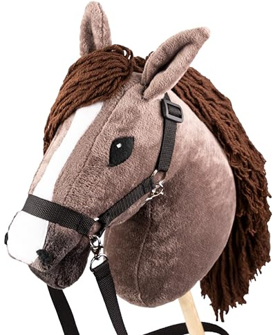 SKIPPI Hobby Horse Chestnut, Halter and Reins Included, Brown Horse on a Stick, Large A3 Size