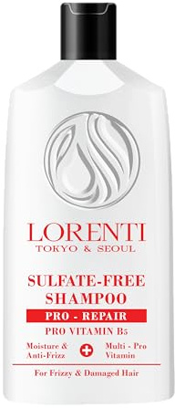 LORENTI TOKYO & SEOUL Shampoo ohne Salz, Sulfate und Silikone 630 ml | Sulfatfreies Shampoo für Für krauses und strapaziertes Haar | Spendet Feuchtigkeit