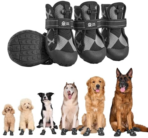 Arblina Zapatos para perros al aire libre, zapatos para perros impermeables con cierre de velcro ajustable, suave protección para patas de perros pequeños/medios/grandes, zapatos transpirables para