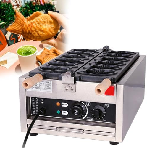 GESAIDES Gaufrier à Poisson Taiyaki, Gaufrier à Gâteau électrique Antiadhésif, Taiyaki Baker, Cornets à Gaufres en Forme de Poisson, pour Magasins d'alimentation, Restaurants,6pcsTaiyaki