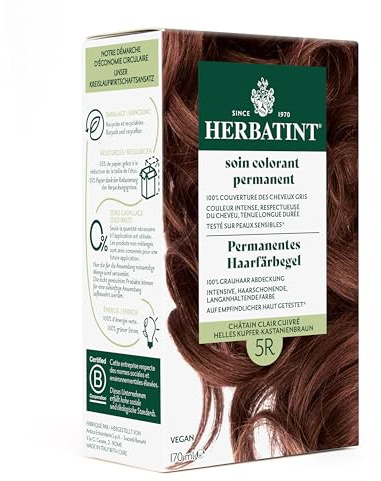 Herbatint Permanentes Haarfärbegel 5R Helles Kupfer–Kastanienbraun – 170 ml I Ohne Ammoniak, optimale Grauhaarabdeckung I Auf empfindlicher Haut getestet, mit 8 Pflanzenextrakten