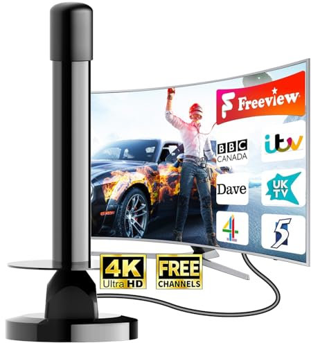 BsphereX TV Aerial - Freeview Indoor TV Aerial with 360-Degree Reception, Magnetic Base & 300+ Miles Long Range - Supports 4K/1080P for All TVs