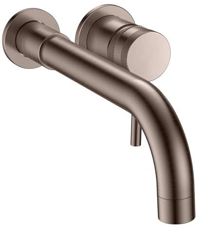 Wall Mounted Basin Mixer Tap - Brass Construction Dual Handle Options Modern Space-Saving Design Smooth Water Flow Control (Brushed Bronze)
