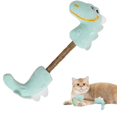 Little Dinosaur Kitten Spielzeug aus Plüsch – Spielzeug aus Plüsch für Katzen, Beißspielzeug für Kätzchen | Interaktives Katzenpuzzles mit Glocken, Begleitball, Beißstäbe, Unterhaltung in