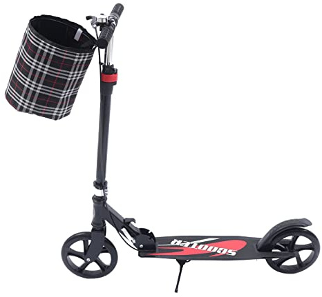 KANBCNG Zweirädriger Scooter, Faltbarer Roller Verstellbares Höhe mit Klappbarem Lenker und Korb Max. Tragfähigkeit 150 Kg Pedal-Breite 14 cm für Erwachsene, Kinder