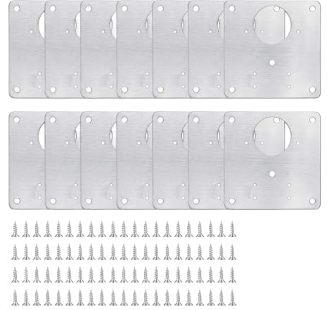 14 Pcs Hinge Repair Plate, Stainless Steel Cabinet Hinge Repair Kit