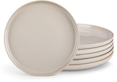 vancasso Serie PLAYA Set di 6 Piatti Piani, 26cm, Gres, Grigio, Lavabile in Lavastoviglie e Adatto al Microonde
